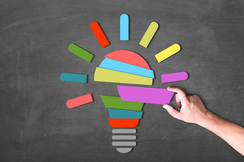 Lightbulb made of colored pieces