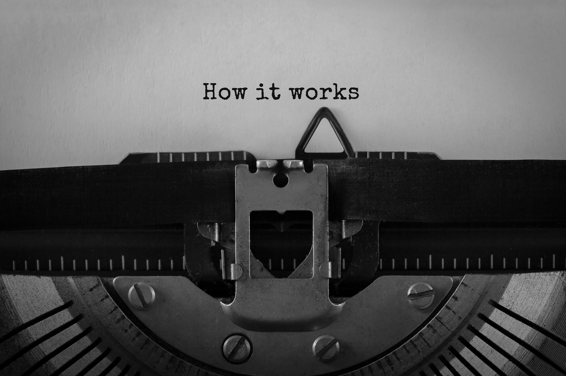 Text How it works typed on retro typewriter